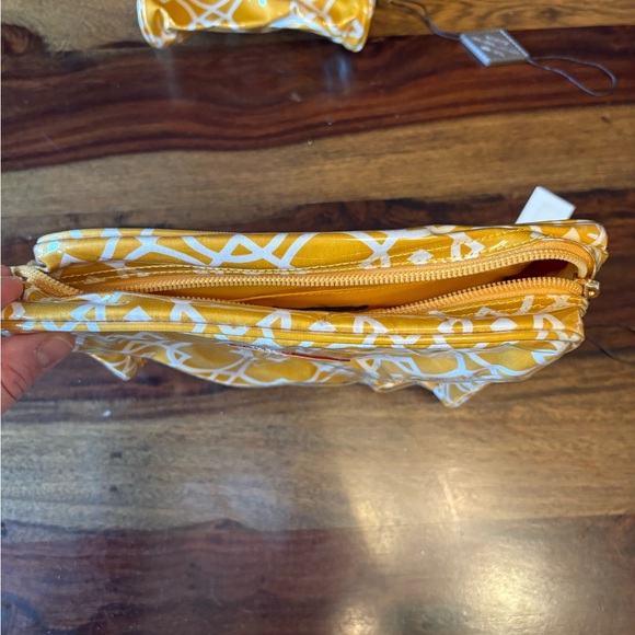 MZ Wallace Geometric Yellow and White Cosmetic Pouch Set - Picture 2 of 10